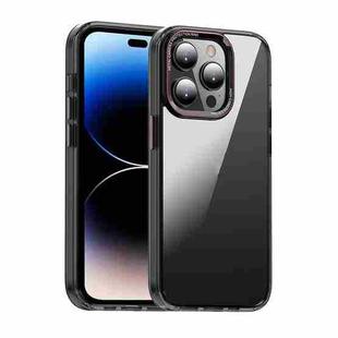 For iPhone 14 Pro MG Series Crystal Clear Glass Phone Case(Black)