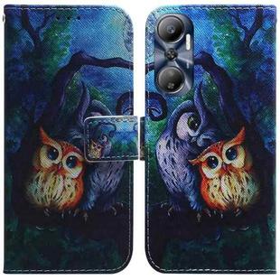For Infinix Hot 20 Coloured Drawing Flip Leather Phone Case(Oil Painting Owl)