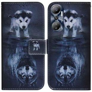 For Infinix Hot 20 Coloured Drawing Flip Leather Phone Case(Wolf and Dog)