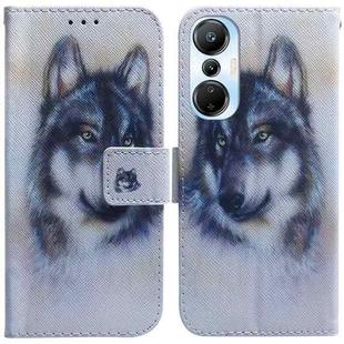 For Infinix Hot 20s Coloured Drawing Flip Leather Phone Case(White Wolf)