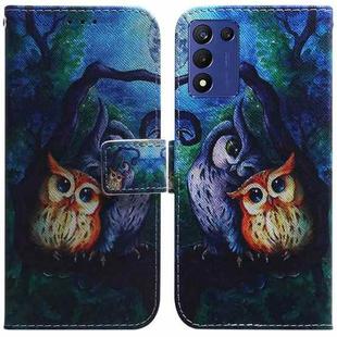 For Realme Q3S / Q3T / 9 SE / 9 5G Speed Coloured Drawing Flip Leather Phone Case(Oil Painting Owl)