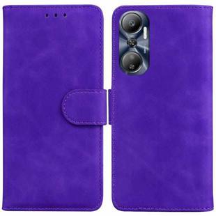 For Infinix Hot 20 Skin Feel Pure Color Flip Leather Phone Case(Purple)