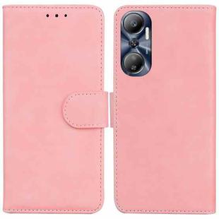 For Infinix Hot 20 Skin Feel Pure Color Flip Leather Phone Case(Pink)