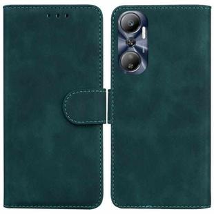 For Infinix Hot 20 Skin Feel Pure Color Flip Leather Phone Case(Green)