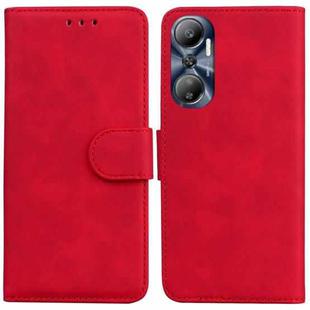 For Infinix Hot 20 Skin Feel Pure Color Flip Leather Phone Case(Red)