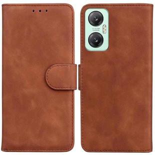 For Infinix Hot 20 5G Skin Feel Pure Color Flip Leather Phone Case(Brown)