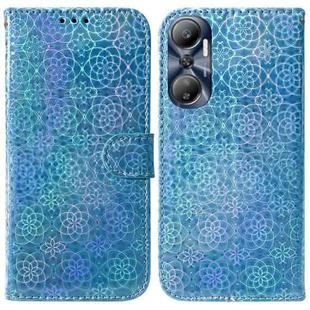 For Infinix Hot 20 Colorful Magnetic Buckle Leather Phone Case(Blue)