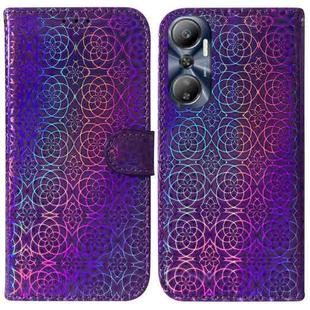 For Infinix Hot 20 Colorful Magnetic Buckle Leather Phone Case(Purple)