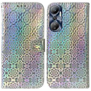 For Infinix Hot 20 Colorful Magnetic Buckle Leather Phone Case(Silver)