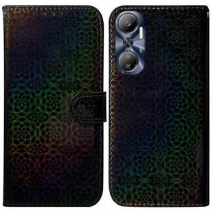 For Infinix Hot 20 Colorful Magnetic Buckle Leather Phone Case(Black)