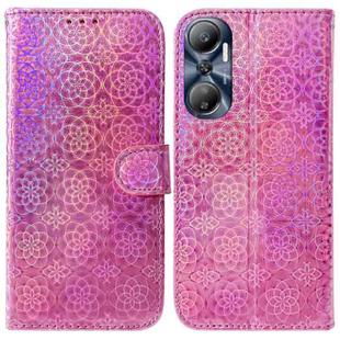 For Infinix Hot 20 Colorful Magnetic Buckle Leather Phone Case(Pink)