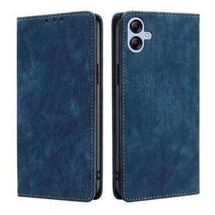 For Samsung Galaxy A04E RFID Anti-theft Brush Magnetic Leather Phone Case(Blue)