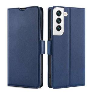 For Samsung Galaxy S23+ 5G Ultra-thin Voltage Side Buckle Horizontal Flip Leather Phone Case(Blue)