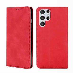 For Samsung Galaxy S23 Ultra 5G Skin Feel Magnetic Horizontal Flip Leather Phone Case(Red)