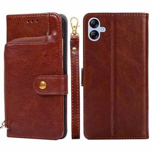 For Samsung Galaxy A04E Zipper Bag Leather Phone Case(Brown)