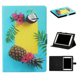 For 8 inch Tablet PC Universal Coloured Drawing Pattern Horizontal Flip Leather Case with Holder & Card Slot(Pineapple)
