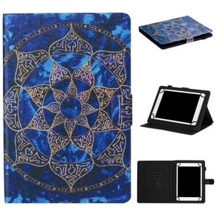 For 10 inch Tablet PC Universal Coloured Drawing Pattern Horizontal Flip Leather Case with Holder & Card Slot(Blue Mandala)