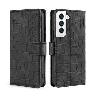 For Samsung Galaxy S23 5G Skin Feel Crocodile Magnetic Clasp Leather Phone Case(Black)