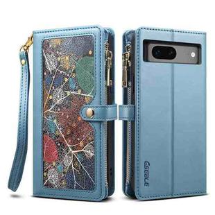 For Google Pixel 7 5G ESEBLE Star Series Lanyard Zipper Wallet RFID Leather Case(Blue)
