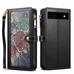 For Google Pixel 6a ESEBLE Star Series Lanyard Zipper Wallet RFID Leather Case(Black)