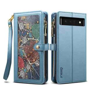 For Google Pixel 6 Pro ESEBLE Star Series Lanyard Zipper Wallet RFID Leather Case(Blue)