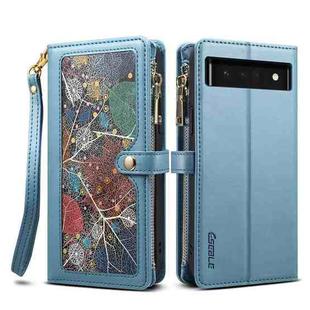 For Google Pixel 6 ESEBLE Star Series Lanyard Zipper Wallet RFID Leather Case(Blue)