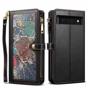 For Google Pixel 6 ESEBLE Star Series Lanyard Zipper Wallet RFID Leather Case(Black)