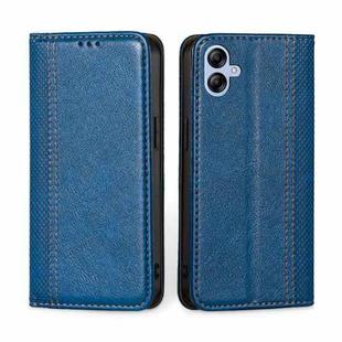 For Samsung Galaxy A04E Grid Texture Magnetic Flip Leather Phone Case(Blue)