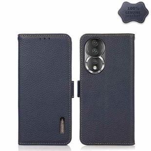 For Honor 80 Pro KHAZNEH Side-Magnetic Litchi Genuine Leather RFID Phone Case(Blue)
