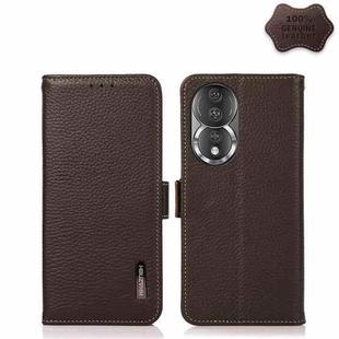 For Honor 80 Pro KHAZNEH Side-Magnetic Litchi Genuine Leather RFID Phone Case(Brown)