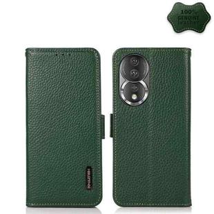 For Honor 80 KHAZNEH Side-Magnetic Litchi Genuine Leather RFID Phone Case(Green)