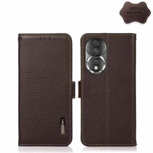 For Honor 80 KHAZNEH Side-Magnetic Litchi Genuine Leather RFID Phone Case(Brown)