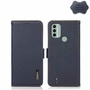 For Nokia C31 KHAZNEH Side-Magnetic Litchi Genuine Leather RFID Phone Case(Blue)