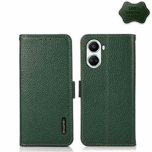 For Huawei nova 10 SE KHAZNEH Side-Magnetic Litchi Genuine Leather RFID Phone Case(Green)