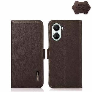 For Huawei nova 10 SE KHAZNEH Side-Magnetic Litchi Genuine Leather RFID Phone Case(Brown)