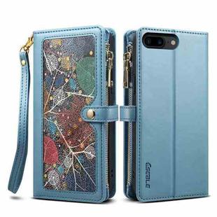 For iPhone 8 Plus / 7 Plus ESEBLE Star Series Lanyard Zipper Wallet RFID Leather Case(Blue)