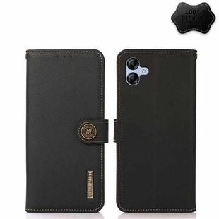 For Samsung Galaxy A04e KHAZNEH Custer Genuine Leather RFID Phone Case(Black)
