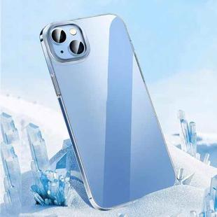 For iPhone 14 Plus Metal Key Crystal Transparent PC Phone Case(Blue)