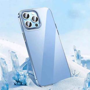 For iPhone 14 Pro Max Metal Key Crystal Transparent PC Phone Case(Blue)