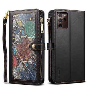 For Samsung Galaxy Note20 Ultra ESEBLE Star Series Lanyard Zipper Wallet RFID Leather Case(Black)