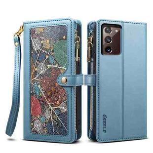 For Samsung Galaxy Note20 ESEBLE Star Series Lanyard Zipper Wallet RFID Leather Case(Blue)