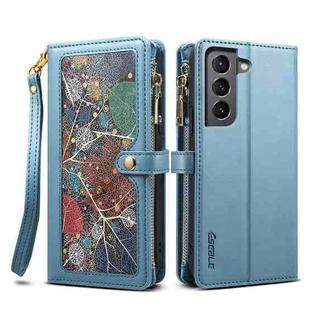 For Samsung Galaxy S21 FE 5G ESEBLE Star Series Lanyard Zipper Wallet RFID Leather Case(Blue)