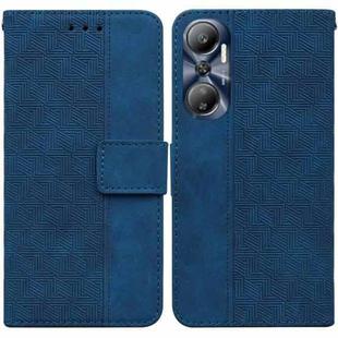 For Infinix Hot 20 Geometric Embossed Leather Phone Case(Blue)