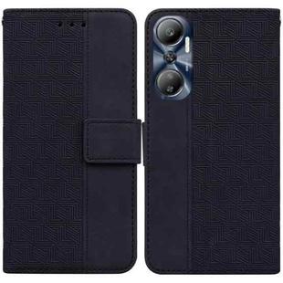 For Infinix Hot 20 Geometric Embossed Leather Phone Case(Black)