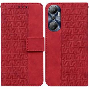 For Infinix Hot 20 Geometric Embossed Leather Phone Case(Red)