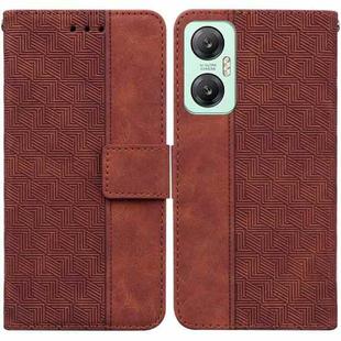 For Infinix Hot 20 5G Geometric Embossed Leather Phone Case(Brown)