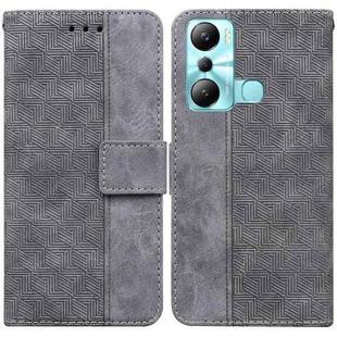 For Infinix Hot 20i Geometric Embossed Leather Phone Case(Grey)