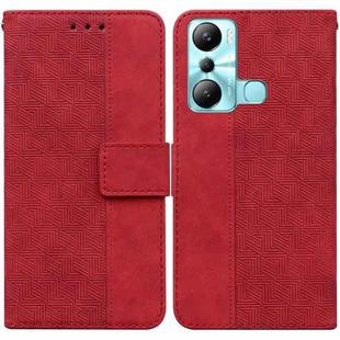 For Infinix Hot 20i Geometric Embossed Leather Phone Case(Red)