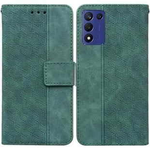 For Realme Q3S / Q3T / 9 SE / 9 5G Speed Geometric Embossed Leather Phone Case(Green)