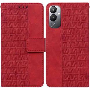 For Tecno Pova 4 Geometric Embossed Leather Phone Case(Red)